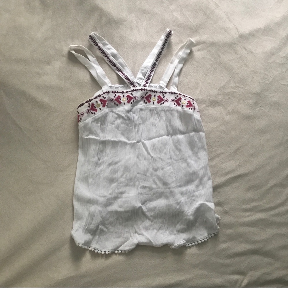 strappy tank with embroidery detailing